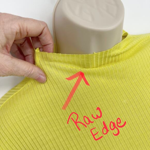 Enza Costa Women's Rib Knit Mock Neck Top NEW *FLAW* Long Sleeve Sz M Yellow - Picture 3 of 10